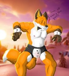 anthro bulge fennix_(fortnite) fortnite fox furry male orange_fur underwear