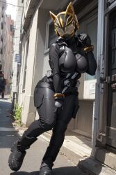 ai_generated alone armor armored_female breasts female female_only helmet kamen_rider kamen_rider_geats_(series) kamen_rider_na-go large_breasts thick_thighs thighs