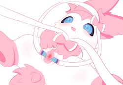 anthro anthro_only blue_eyes eeveelution feet female feral_only fur generation_6_pokemon genitals hair hi_res nintendo pinecraft pink_body pink_feet pink_fur pink_hair pokemon pokemon_(species) pussy short_tail solo sylveon tail white_body white_fur