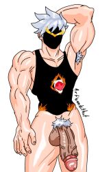 bandithrt big_balls big_dick boy free_fire gay insano mask muscle muscles muscular muscular_male solo white_hair