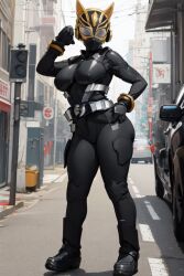 ai_generated alone armor armored_female breasts female female_only helmet kamen_rider kamen_rider_geats_(series) kamen_rider_na-go large_breasts thick_thighs thighs