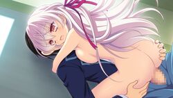 applique_(company) blush breasts censored game_cg hana_no_no_ni_saku_utakata_no large_breasts nude odawara_hakone open_mouth ouka_(hana_no_no_ni_saku_utakata_no) sex silver_hair tagme the_sweet_world_of_ephemeral