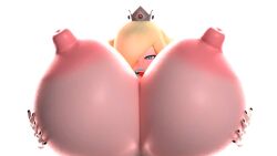 3d 3d_(artwork) big_nipples black_nails blender blonde_hair blue_eyes crown holding_breast huge_breasts light_blue_lipstick looking_at_viewer mario_(series) nintendo princess_rosalina squidly super_mario_galaxy tongue_out white_background