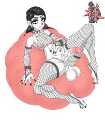 1boy 2024 balls black_earrings black_eyelids black_eyeshadow black_hair black_nail_polish black_nails cunei_(danoosecallin) danoosecallin earrings femboy femboy_focus femboy_only fishnet fishnet_armwear fishnet_legwear fishnet_topwear fishnets human_penis large_balls male_only nipples pantsless partially_colored penis penis_out shiny_balls sketch sklmsama spiked_collar testicles thick_penis white_body