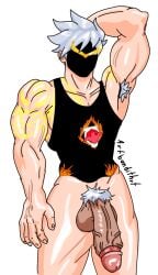 bandithrt big_balls big_dick boy free_fire gay insano mask muscle muscles muscular muscular_male solo white_hair