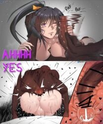 akeno_himejima begging begging_for_more bigpeachs censored cum dark-skinned_male femsub high_school_dxd loving_it male_penetrating maledom mating_press mosaic_censoring queen_of_spades secretly_loves_it sex text until_they_like_it