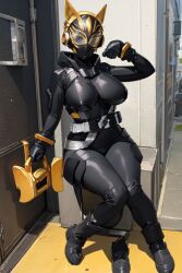 ai_generated alone armor armored_female breasts female female_only helmet kamen_rider kamen_rider_geats_(series) kamen_rider_na-go large_breasts thick_thighs thighs