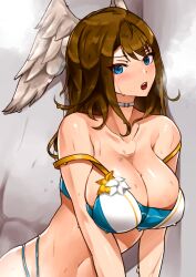 blue_eyes breasts brown_hair eunie_(xenoblade) female female_only looking_at_viewer oniisan02b open_mouth solo swimsuit xenoblade_(series) xenoblade_chronicles_3 yotsuhauni