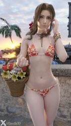 3d aerith_gainsborough athletic athletic_female bikini bra braid breasts brown_hair dawdle3d female female_focus female_only final_fantasy final_fantasy_vii final_fantasy_vii_rebirth final_fantasy_vii_remake flowers green_eyes long_hair makeup navel navel_piercing necklace outdoors outside piercing slim_waist small_breasts tagme waist_chain