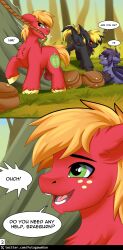 absurd_res animal_genitalia balls bat_pony big_macintosh_(mlp) casual comic comic:memorable_camping cutie_mark digital_media_(artwork) earth_pony equid equine fan_character feral fkk friendship_is_magic genitals group hasbro hi_res horse hybrid male mammal my_little_pony nudist nyn_indigo pony shade_demonshy text timberwolf_(mlp) trio url