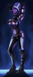 alien breasts clitoris female large_breasts mask mass_effect nude purple_skin quarian shadman solo suite tali'zorah_nar_rayya torn_clothes