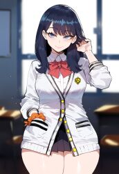 adult_swim ai_generated black_hair blue_eyes creamy_ai curvy gridman_universe medium_breasts ssss.gridman takarada_rikka thiccwithaq_(ai_style) thick_thighs toonami wide_hips