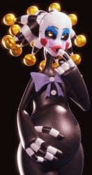 3d 3d_(artwork) animatronic animatronic_female animatronic_girl black_body black_skin five_nights_at_freddy's fnaf heart_symbol jingle_bell jingle_bells makeup makeup_running marionette_(fnaf) pregnant pregnant_female puppet_(fnaf) rckke ribbon robot robot_girl robot_humanoid scottgames sucking_finger sucking_fingers white_face white_skin