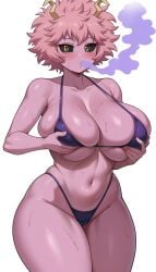 1girls ai_generated bikini blush body breasts busty_chest curvy female grabbing heavy hips holding huge looking mina_ashido my_hero_academia sweaty thick thighs voluptuous wide