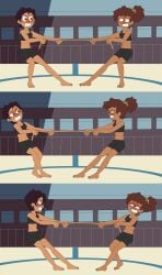 2girls amphibia amphibia_(finale) anne_boonchuy barefoot crossover feet luz_noceda pedroillusions pulling rope sportswear tagme the_owl_house the_owl_house_(finale) tug_of_war