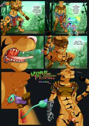 anal_vore anthro feline fur furry gay green_roon macro male no_humans penis shrinking tieger_krieger tiger unwilling vore