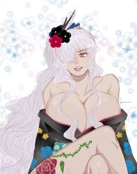 artist_request big_breasts black_maria charlotte_smoothie courtesan exposed_breasts exposed_shoulders female female_only fusion kimono one_piece solo_focus