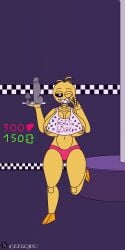 big_breasts big_hips female five_nights_at_freddy's five_nights_at_freddy's_2 robot robot_girl strip_game therobotnsfw toy_chica_(fnaf) twitter_username