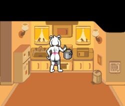 animated anthro apron apron_only asriel_dreemurr_(god_form) ass bovid caprine clothing cooking digital_media_(artwork) goat kitchen lepixius male male_only mammal pixel_(artwork) pixel_animation rear_view solo stirring undertale undertale_(series)