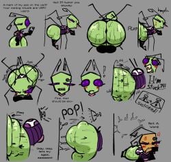 -_- 1girls anger_vein ass_bigger_than_head ass_cleavage ass_focus ass_shake ass_visible_through_thighs asshole big_ass big_butt blush bouncing_ass bouncing_butt bubble_butt butt_crack comic comic_page explanation female female_focus female_only invader_zim nanodude78 o-o" o_o phone pop_(sound_effect) purple_eyes red_face suction suction_marks tak tak_(invader_zim) tak_(irken)_(invader_zim) telephone text thick_ass thick_thighs thighs wide_hips