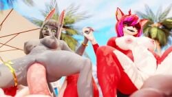 2020s 2024 2boys2girls 2girls2boys 3d animated anthro anthro_on_anthro anthro_only anthro_penetrated anthro_penetrating anthro_penetrating_anthro beach beach_sex belly_bulge big_penis bracelet bulge canine canis cat_ears ceraferis danielle_sterling_(spitfire420007) danny_sterling_(spitfire420007) duo ear_piercing earrings erection eyebrows eyewear female female_focus female_on_top femdom fistbump fur furry furry_only furry_tail girl_on_top hand_holding hi_res highres huge_cock jackal large_penis male male/female malesub markus_(kadath) moaning mp4 nightshade_(kadath) penis red_fur sex short_hair smile sound sound_effects spread_legs stomach_bulge straight sunglasses thevoicevixxen thigh_strap vagina vaginal_insertion vaginal_penetration vaginal_sex video xazter3d