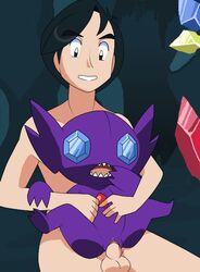 color female front_view hinoarashi human interspecies male nintendo nude open_eyes open_mouth pokemon pokephilia pussy sableye sex size_difference straight vaginal_penetration video_games vulva