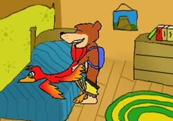 anal animated banjo banjo-kazooie banjo_(banjo-kazooie) bear bed bird kazooie