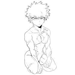 angry_expression big_butt blonde_hair boku_no_hero_academia breedable cuntboy intersex katsuki_bakugou my_hero_academia no_color nudity pussy scars short_hair staples wide_hips wip