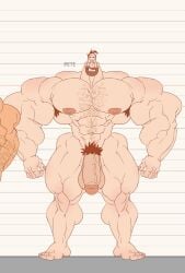 balls bara beard big_muscles body_hair facial_hair flaccid height_chart human male male_only muscles muscular nude penis pete_mcgee remert solo solo_male the_ghost_and_molly_mcgee