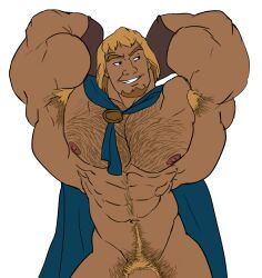 armpit_hair bara big_muscles body_hair disney facial_hair flaccid hands_behind_head human male male_only muscles muscular penis phoebus remert solo solo_male the_hunchback_of_notre_dame