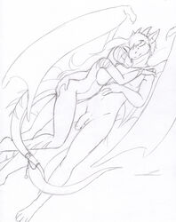 afterglow alarice closed_eyes cuddling dragon female hair happy horn jewelry lizard long_hair male nude nuzzling penis pyron scalie short_hair smile tierafoxglove wings