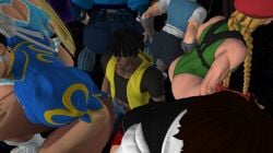 1boy 3d 6girls ass ass_focus ass_shake big_ass black_hair blonde_hair brown_hair bubble_ass bubble_butt cammy_white chun-li fat_ass female human ibuki_(street_fighter) lucia_morgan male multiple_girls muscular_female omega_warrior rainbow_mika sakura_kasugano sean_matsuda street_fighter street_fighter_6 street_fighter_iii street_fighter_iii:_3rd_strike street_fighter_iii_(series) street_fighter_v surrounded thick thick_ass thick_thighs tight_clothing