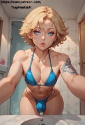 ai_generated bikini bulge bulge_through_clothing femboy otoko_no_ko trap traphentaiai yaoi