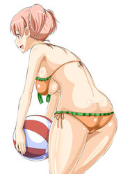 2013 ascii_media_works ass ball beach_ball blush breasts brown_eyes brown_hair butt_crack dengeki_daioh female hair hataraku_maou-sama! norakuro_nero sasaki_chiho swimsuit tied_hair twintails white_fox_(studio)