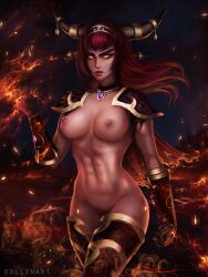 1girls alexstrasza athletic_female blizzard_entertainment eollynart light-skinned_female light_skin red_hair solo thighhighs warcraft world_of_warcraft