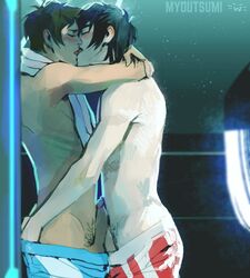 2boys against_wall erection frottage gay keith_kogane kissing lance_mcclain male male_focus male_only multiple_boys myoutsumi penis towel_around_neck undressing voltron voltron:_legendary_defender yaoi