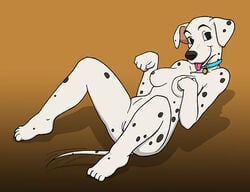 101_dalmatians anthro anthrofied breasts canine collar dalmatian disney dktorzi dog female female_only fur mammal perdita pussy solo