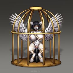 anthro arrteen big_breasts bird_cage birdcage blindfold bodily_fluids bondage bondage bound breasts equid equine feathered_wings feathers female hands_behind_back hasbro hi_res horse mammal my_little_pony mythological_creature mythological_equine mythology one-bar_prison open_mouth pegasus penetration pony runescript sensory_deprivation solo spicy_stir vaginal_penetration vaginal_penetration wings