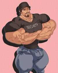 balls bara big_muscles bulge clothing crossed_arms facial_hair flaccid fully_clothed human life_is_strange male male_only muscles muscular penis remert skip_matthews solo solo_male