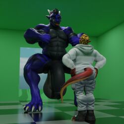 anthro balls big_balls big_muscles big_penis blue_body clothed clothing crouching dergdrister dragon drister_(dergdrister) duo flexing flexing_bicep flexing_both_biceps genitals huge_balls huge_cock huge_muscles hyper hyper_balls hyper_genitalia hyper_muscles hyper_penis looking_at_another male male/male musclegut muscular mythological_creature mythological_scalie mythology nude paws penis scalie simple_background slightly_chubby tongue tongue_out tyler_(dergdrister)