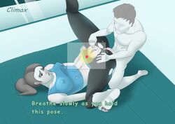 1boy 1girls artist_request ass breasts erect_nipples female fingering grey_eyes grey_hair male nintendo nipples nude penis pussy soles spread_legs straight tagme text toes torn_clothes uncensored white_skin wii_fit wii_fit_trainer wii_fit_trainer_(female) wii_fit_trainer_(male)