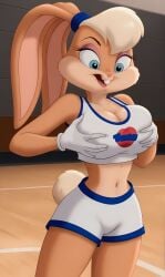 ai_generated anthro big_breasts big_breasts big_breasts breasts breasts breasts cappeseller cartoon furry groping groping_breasts groping_self lola_bunny looney_tunes space_jam warner_brothers