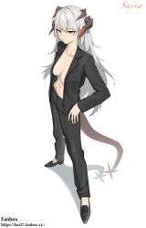 1girls arknights blazer female female_only horns koi27 saria_(arknights) siguya tail topless