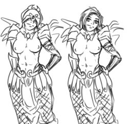 1girls ashur european_mythology goddess greek_mythology hi-rez_studios mythology nemesis_(smite) sketch smite topless