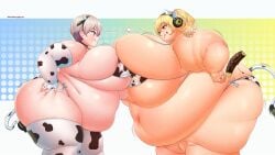 2024 2girls bbw belly belly_overhang big_belly big_breasts bikini blonde_hair breast_comparison breasts breasts_bigger_than_head breasts_squeezed_together breasts_to_breasts cleavage comparing_breasts cow_ears cow_girl cow_print cow_print_bikini cow_tail educabezon fake_animal_ears fat fat_arms fat_belly fat_female fat_fetish fat_rolls fat_thighs fat_woman gigantic_belly gigantic_breasts grey_hair headphones huge_belly huge_breasts light-skinned_female light_skin morbidly_obese morbidly_obese_female nitroplus obese obese_female overweight overweight_female pouting short_hair smug ssbbw super_pochaco swimsuit tan_body tanned tanned_female tanned_skin thick_thighs thighs ussbbw uzaki-chan_wa_asobitai! uzaki_hana weight_gain wide_hips