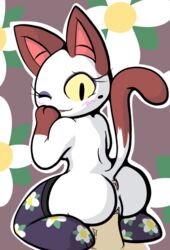 2013 abstract_background aintsmart animal_crossing anus ass beauty_mark blush brown_fur disembodied_penis feline female leggings male mole nintendo olivia_(animal_crossing) penis pussy straight thighhighs vaginal_penetration vein white_fur yellow_eyes