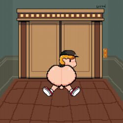 1boy 1girls age_difference animated ass ass_bounce balls bubble_butt cowgirl_position earthbound elevator elevator_lady elevator_sex female gif giygal laying_down male mother_(series) ness nintendo older_dom_younger_sub older_female older_woman_and_younger_boy pixel_art sex younger_male