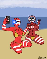 areola areolae big_ass big_breasts big_butt bikini breasts countryhumans countryhumans_girl countryhumans_oc covering_breasts erect_nipples eyebrows female female_focus female_only genitals hi_res highres huge_breasts human large_ass large_breasts looking_at_viewer naked naval_artist_(artist) nipples nude nude_female oc original_character phone puerto_rico_(countryhumans) simple_background solo straight text thick_thighs vagina