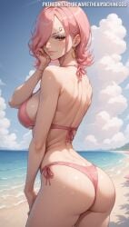 ai_generated ass_focus bewaretheaimachinegod bikini female female_only one_piece pink_hair solo swimsuit vinsmoke_reiju