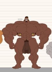 balls bara big_muscles boy_girl_dog_cat_mouse_cheese facial_hair flaccid headband height_chart human male male_only muscles muscular nude penis remert ripped_abman solo solo_male